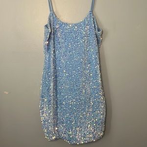 Sparkly light blue homecoming dress
